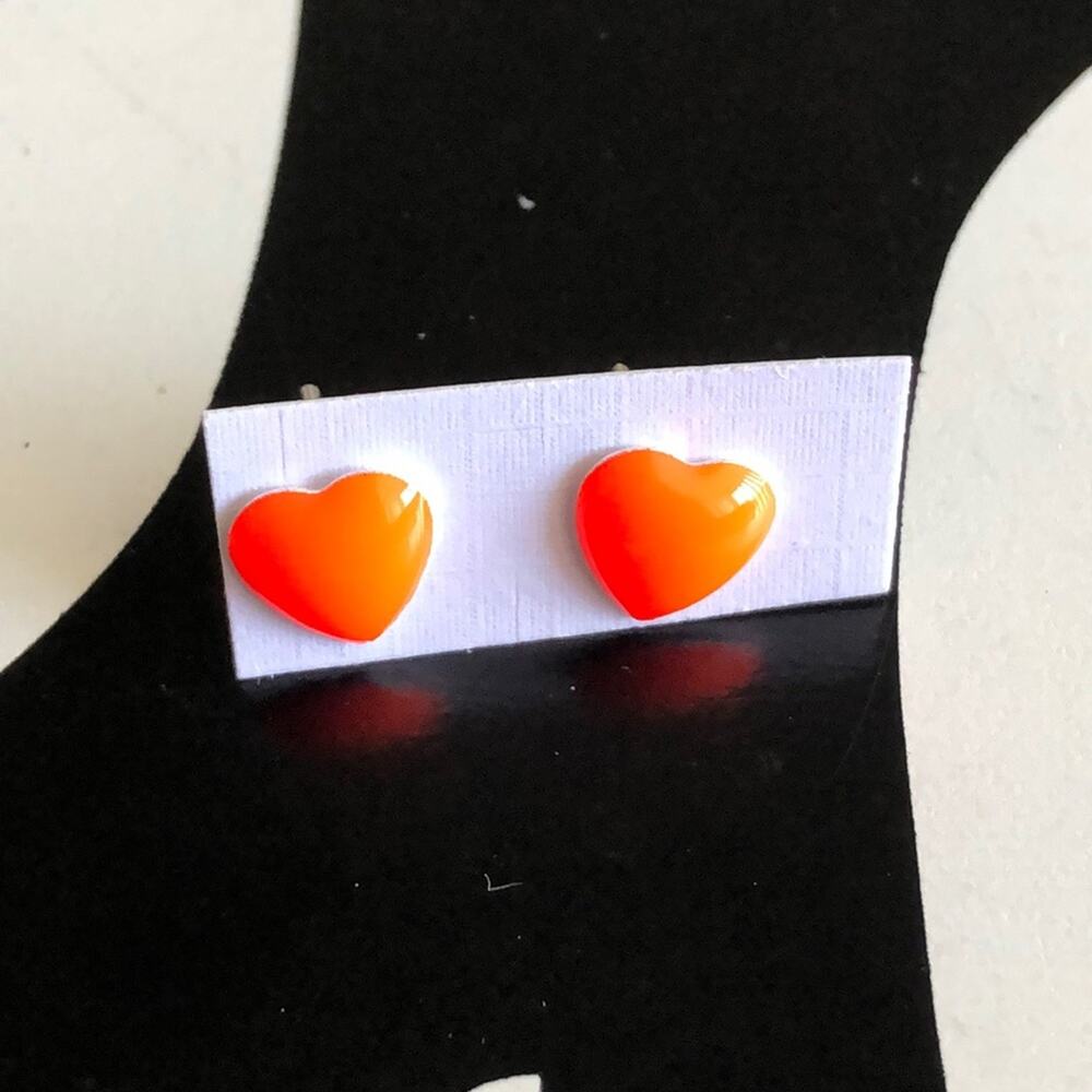 4 for $20 Orange Heart Stud Earrings